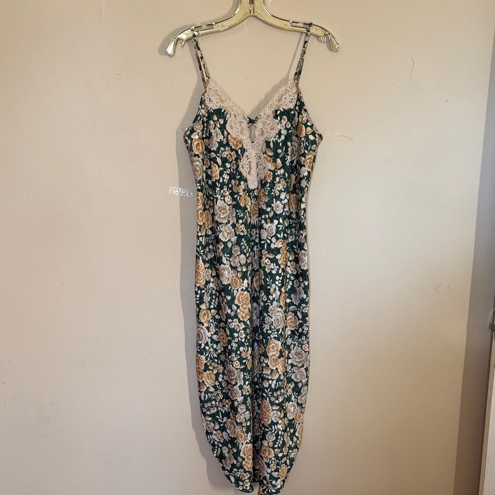Floral Lace Trim Slip Dress